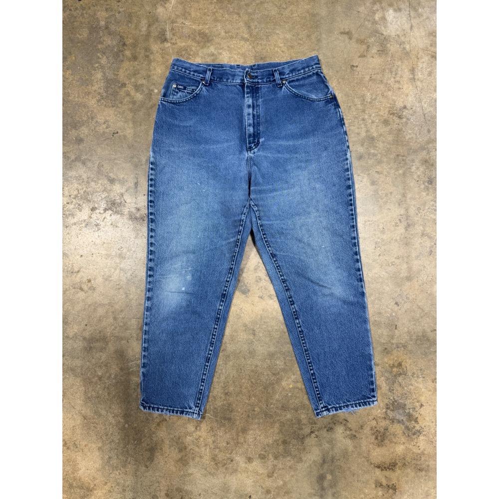 Vtg Lee High Waisted Mom Jeans W 32x27 Medium Wash Blue‎ Vintage Tapered Leg